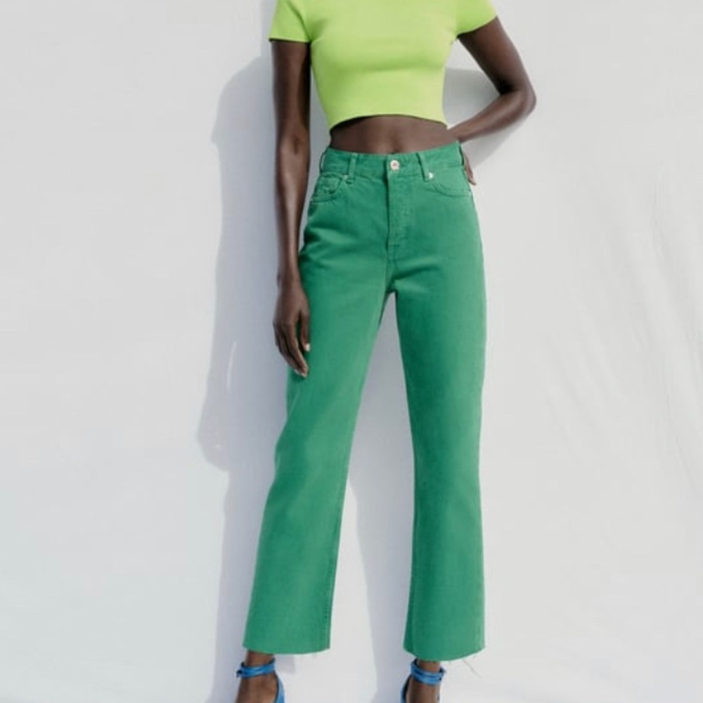 Green denim jeans